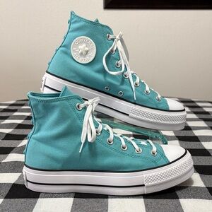 Converse Chuck Taylor All Star High Sneaker Lift Platform Shoe Blue Moon Heart